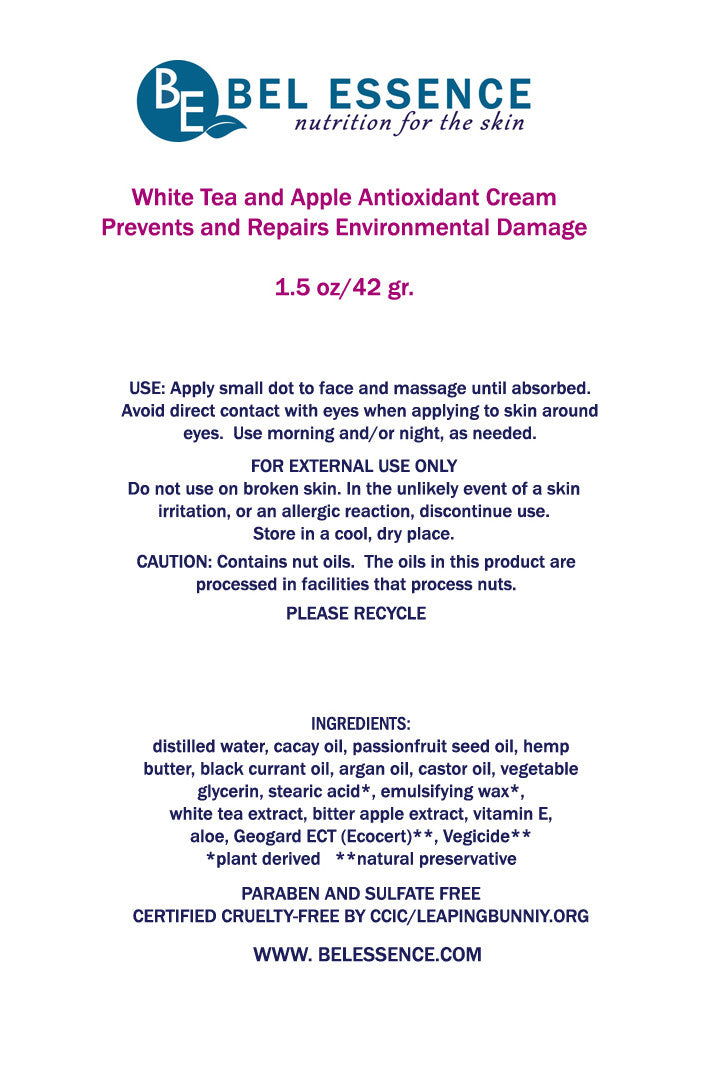 White Tea and Apple Antioxidant Moisturizing Cream - Prevents and Repairs Environmental Damage